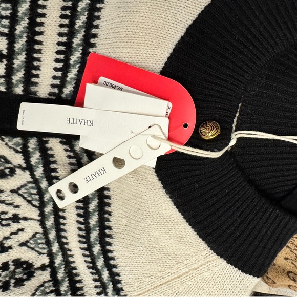 KHAITE Black and Cream Patterned Cardigan - Picture 7 of 8